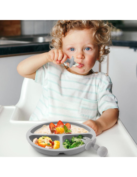 Juego de Alimentación para Bebés Eascrozn - 2 Platos Divididos, 2 Cucharas y 2 Tenedores, Libre de BPA Juego de Alimentación para Bebés Eascrozn - 2 Platos Divididos, 2 Cucharas y 2 Tenedores, Libre de BPA