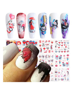 Calcomanías de Uñas TBRZTR 12 Hojas San Valentín Holográfico