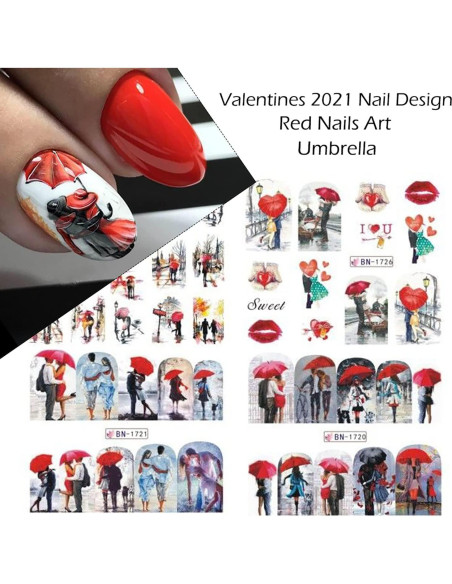 Calcomanías de Uñas TBRZTR 12 Hojas San Valentín Holográfico Calcomanías de Uñas TBRZTR 12 Hojas San Valentín Holográfico
