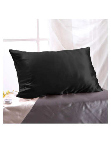 Funda de Almohada de Seda THXSILK 25 Momme Individual Negra