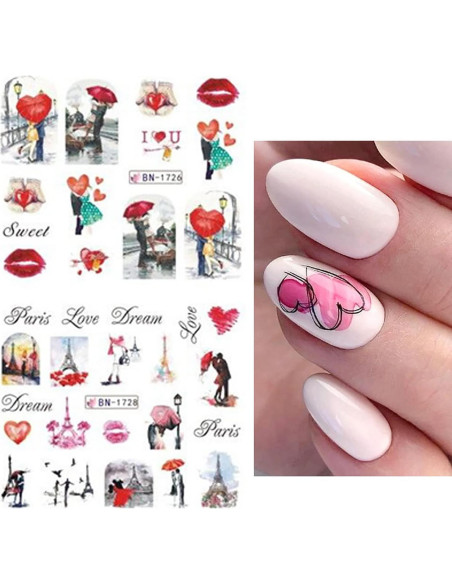 Calcomanías de Uñas TBRZTR 12 Hojas San Valentín Holográfico Calcomanías de Uñas TBRZTR 12 Hojas San Valentín Holográfico