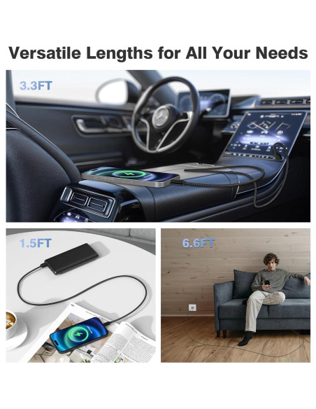 Cable de Carga USB C Elebase 3 en 1 para AirPods y iPhone Cable de Carga USB C Elebase 3 en 1 para AirPods y iPhone