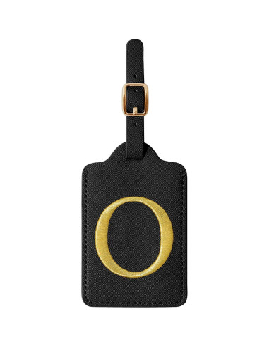 Etiqueta de Equipaje Personalizada Izuzta Cuero Negro con Iniciales