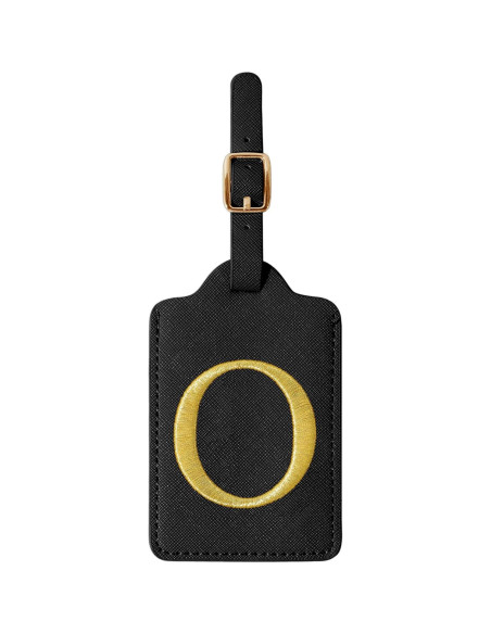 Etiqueta de Equipaje Personalizada Izuzta Cuero Negro con Iniciales Etiqueta de Equipaje Personalizada Izuzta Cuero Negro con Iniciales