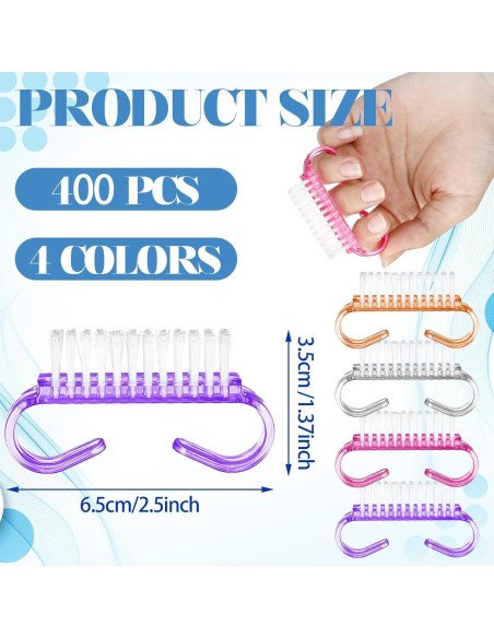 Bokon 400 Cepillos de Uñas con Mango Coloridos para Manicura Bokon 400 Cepillos de Uñas con Mango Coloridos para Manicura