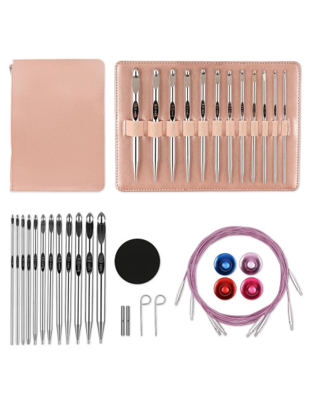 Juego de Ganchillos Tunecinos Intercambiables GUCLUD 3mm-10mm Juego de Ganchillos Tunecinos Intercambiables GUCLUD 3mm-10mm