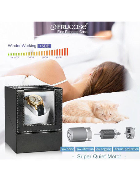 Enrollador de Relojes Automáticos FRUCASE Negro Motor Silencioso Enrollador de Relojes Automáticos FRUCASE Negro Motor Silencioso