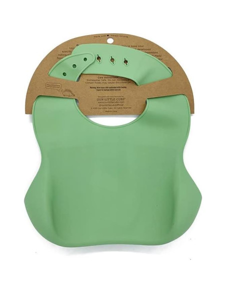 Babero de Silicona Ajustable Little Cubs Verde Impermeable Babero de Silicona Ajustable Little Cubs Verde Impermeable