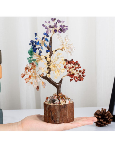 Árbol de Cristal 7 Chakras DUQGUHO 20-23 cm Decoración Espiritual