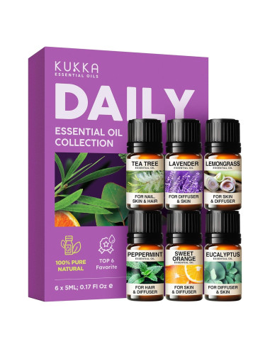 Juego de Aceites Esenciales Kukka 6 Piezas 30ml Aromaterapia