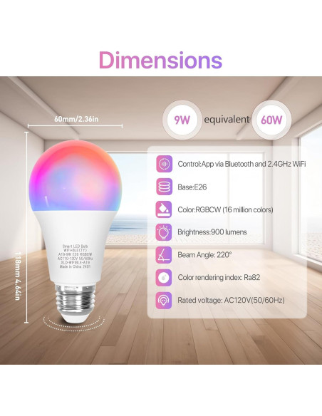 Bombilla Inteligente ORALUCE A19 E26 LED 9W Multicolor 900 Lúmenes Bombilla Inteligente ORALUCE A19 E26 LED 9W Multicolor 900 Lúmenes