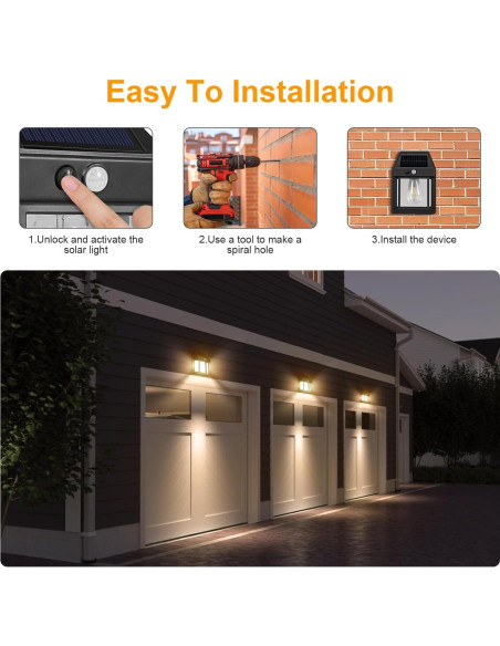 Lámpara Solar de Pared Eclorui con Sensor de Movimiento IP65 Lámpara Solar de Pared Eclorui con Sensor de Movimiento IP65