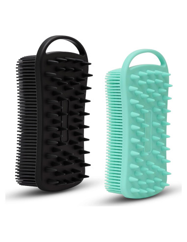 Esponja de Ducha Exfoliante de Silicona MtBoi 2 en 1 - Negro y Verde
