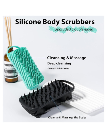 Esponja de Ducha Exfoliante de Silicona MtBoi 2 en 1 - Negro y Verde Esponja de Ducha Exfoliante de Silicona MtBoi 2 en 1 - Negro y Verde