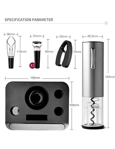 Juego de Sacacorchos Eléctrico GUEDIEO con Base de Carga