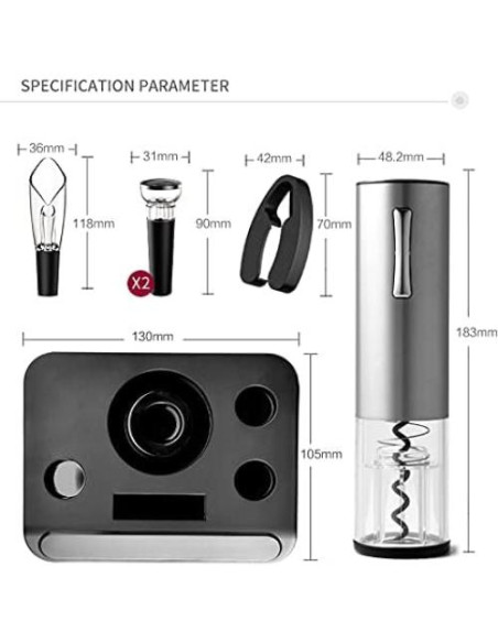 Juego de Sacacorchos Eléctrico GUEDIEO con Base de Carga