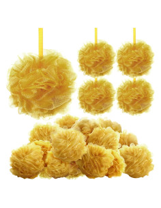 12 Esponjas de Ducha Exfoliantes FuWeave Doradas 12cm