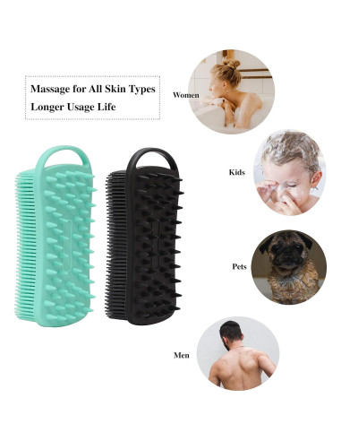 Esponja de Ducha Exfoliante de Silicona MtBoi 2 en 1 - Negro y Verde