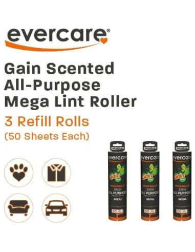 Evercare Recargas Mega Rodillos Adhesivos 3 Paquetes 50 Hojas