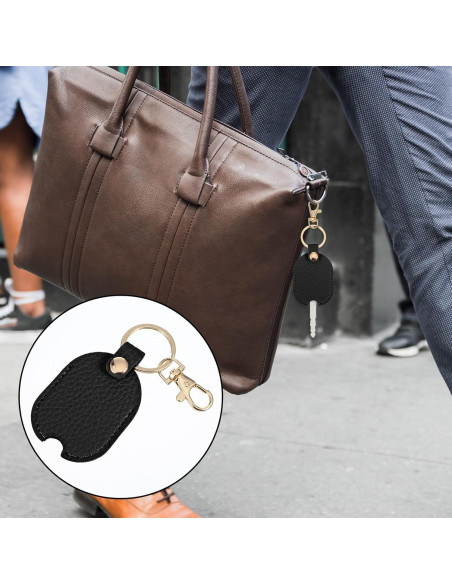 Funda de Llave de Cuero PU Negra Teaaha para Coche Funda de Llave de Cuero PU Negra Teaaha para Coche