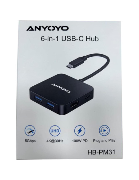 Hub USB 6 en 1 ANYOYO PM31-U6 con 3 USB-A y 3 USB-C Hub USB 6 en 1 ANYOYO PM31-U6 con 3 USB-A y 3 USB-C