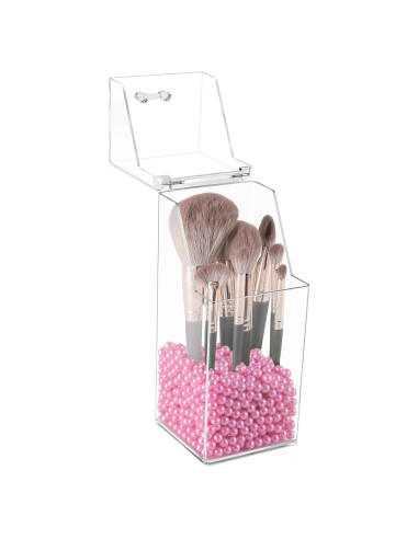 Sooyee Organizador de Brochas de Maquillaje Acrílico Rosa 9.4x21.1cm