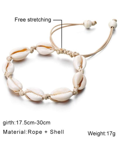 Pulsera de Conchas Puka Fesciory Ajustable para Mujeres