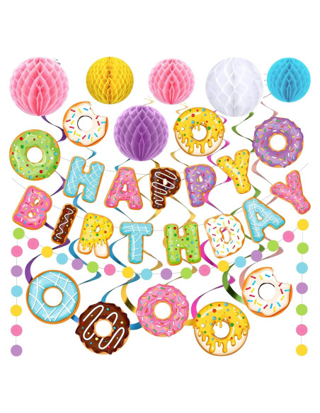 Decoraciones de Cumpleaños Donut Pasimy 34 Pcs Multicolor Decoraciones de Cumpleaños Donut Pasimy 34 Pcs Multicolor