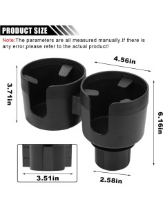 Extensor de soporte para tazas de coche KITUREK 2 en 1 Negro 2