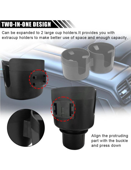 Extensor de soporte para tazas de coche KITUREK 2 en 1 Negro Extensor de soporte para tazas de coche KITUREK 2 en 1 Negro