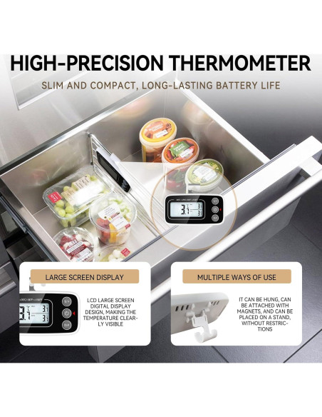 Termómetro Digital para Refrigerador Huijigemy W1023 - Precisión -50C a +70C Termómetro Digital para Refrigerador Huijigemy W1023 - Precisión -50C a +70C