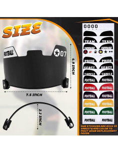 Visera para Casco de Fútbol Copkim con Pegatinas y Clips 2