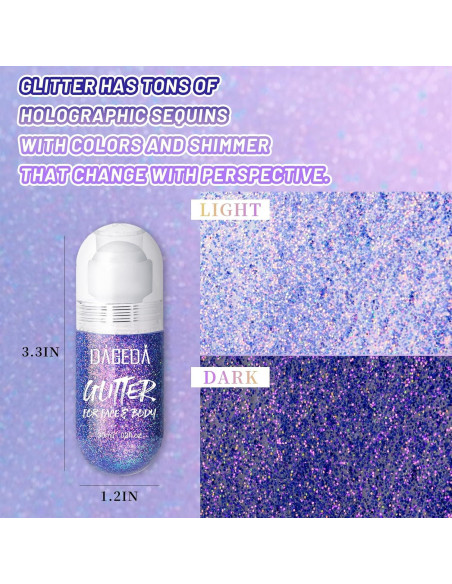 Gel Brillante Corporal DAGEDA 28g Púrpura Loco para Maquillaje Gel Brillante Corporal DAGEDA 28g Púrpura Loco para Maquillaje