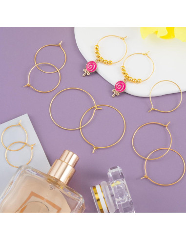 Aros para Pendientes OIIKI 120pcs Chapados en Oro 4 Tamaños
