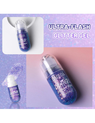 Gel Brillante Corporal DAGEDA 28g Púrpura Loco para Maquillaje