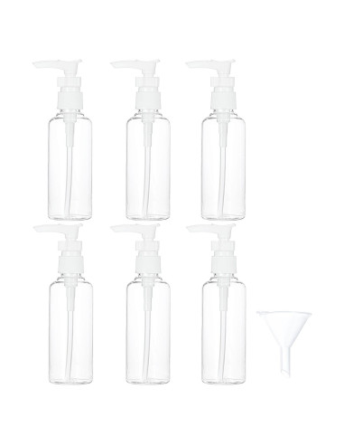 Set de 6 Botellas de Viaje 100 ml TecUnite con Embudo Blanco