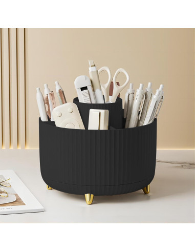 Soporte para Brochas de Maquillaje DASITON Negro 360 5 Compartimentos