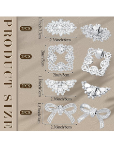 Clips de Zapato Juexica - 4 Pares de Rhinestone y Cristal 2