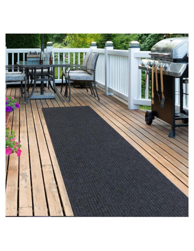Alfombra Runner LITA Doble Raya Gris 61x183 cm Antideslizante
