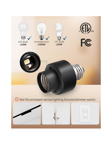 Portalámparas Inalámbrico DEWENWILS E26/E27 con Control Remoto