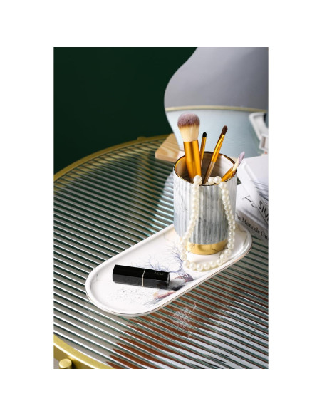 Organizador de Brochas de Maquillaje IEEK - Cerámica Gris y Dorada Organizador de Brochas de Maquillaje IEEK - Cerámica Gris y Dorada