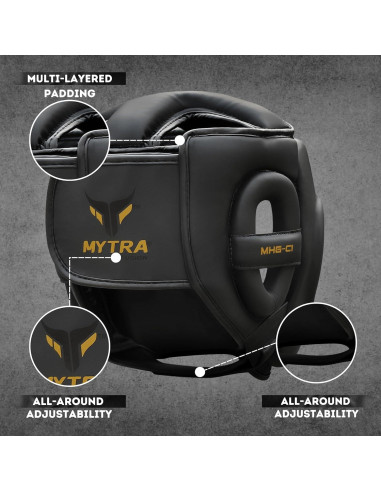 Casco de Boxeo Mytra Fusion C-1 Negro Unisex Adulto