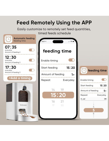 Comedero Automático Volmees para Gatos y Perros 4L WiFi