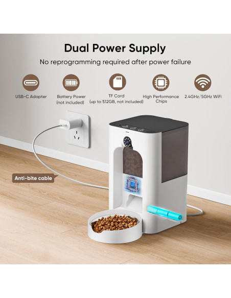 Comedero Automático Volmees para Gatos y Perros 4L WiFi