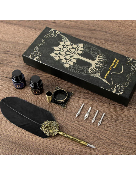 Juego de Caligrafía TIANREN con Pluma de Ave y Tinta Juego de Caligrafía TIANREN con Pluma de Ave y Tinta