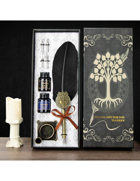 Juego de Caligrafía TIANREN con Pluma de Ave y Tinta Juego de Caligrafía TIANREN con Pluma de Ave y Tinta