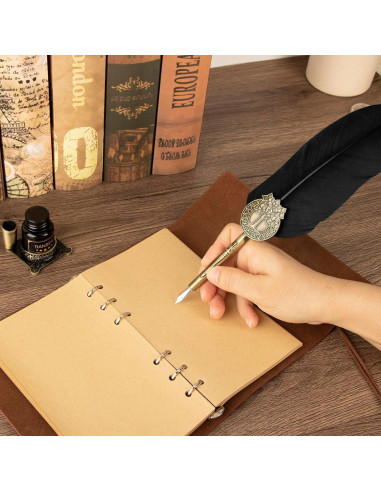 Juego de Caligrafía TIANREN con Pluma de Ave y Tinta