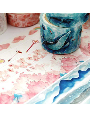 Cinta Washi YUBBAEX 3 Rollos Decorativa 15mm y 30mm