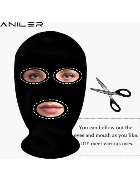 Máscara de Spandex Unisex para Halloween - Talla Única Negra Máscara de Spandex Unisex para Halloween - Talla Única Negra