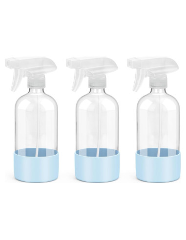 Botellas de Spray de Vidrio Rionisor 16 oz Reutilizables Azul - Paquete de 3